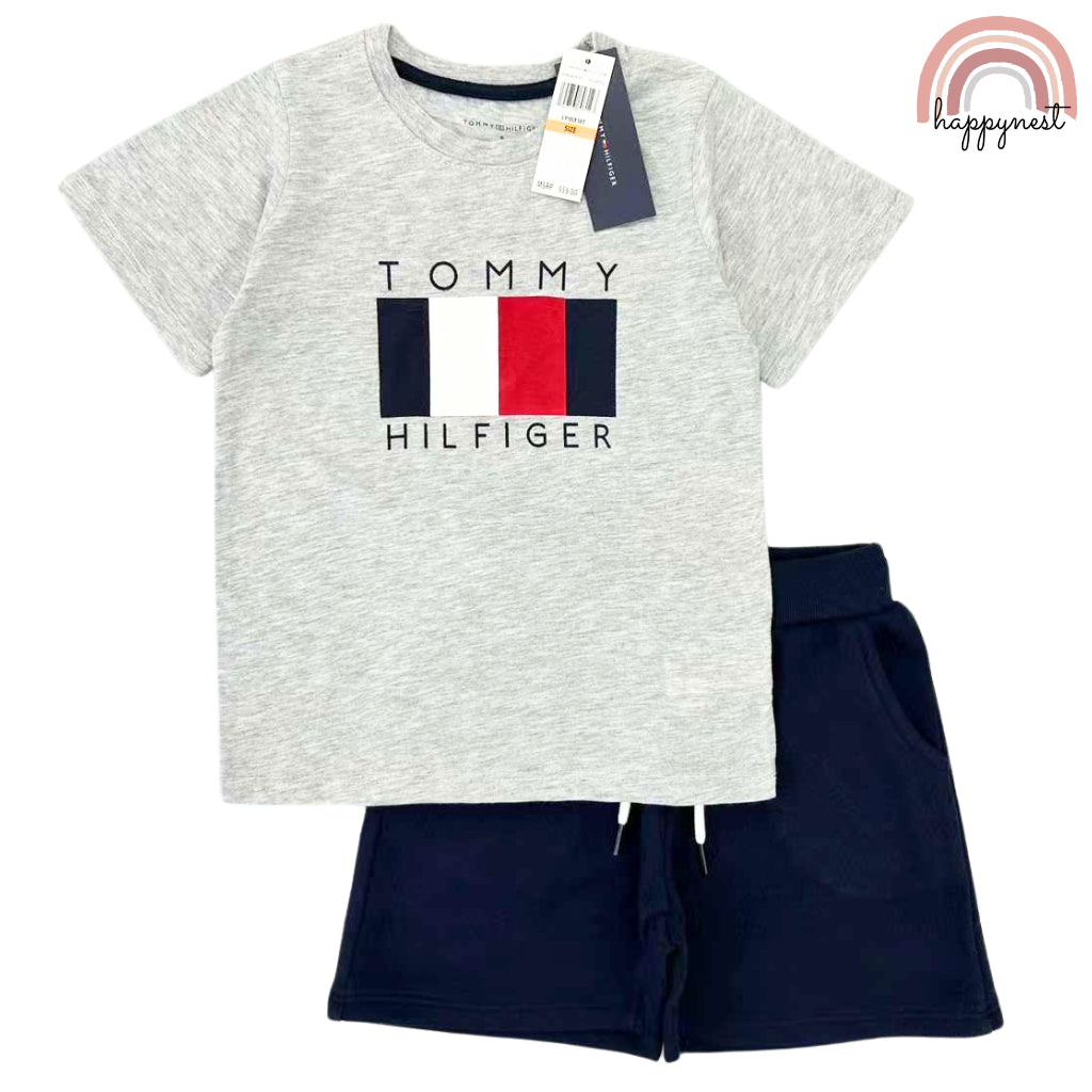 Tommy 2-Piece Gray Shirt & Blue Short Set for Boys AA68 2-10 Years Old