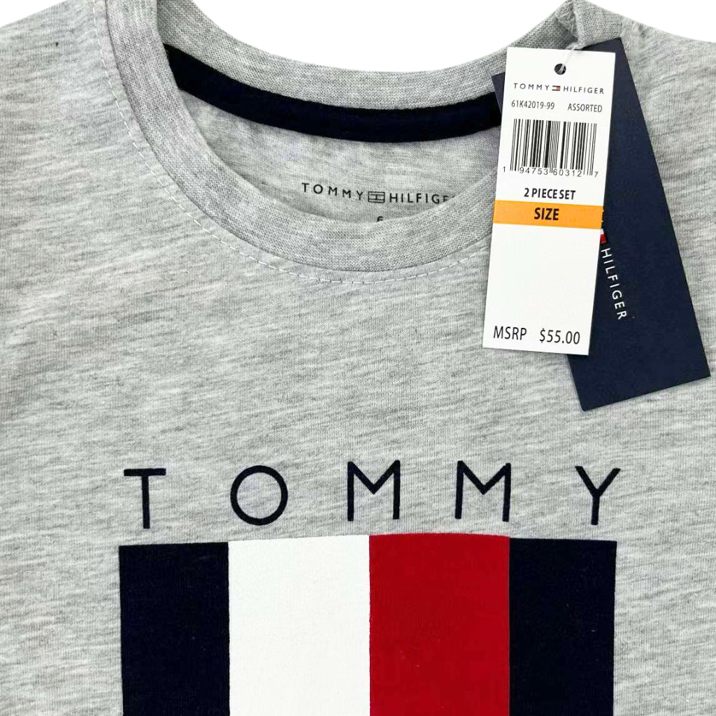 Tommy 2-Piece Gray Shirt & Blue Short Set for Boys AA68 2-10 Years Old