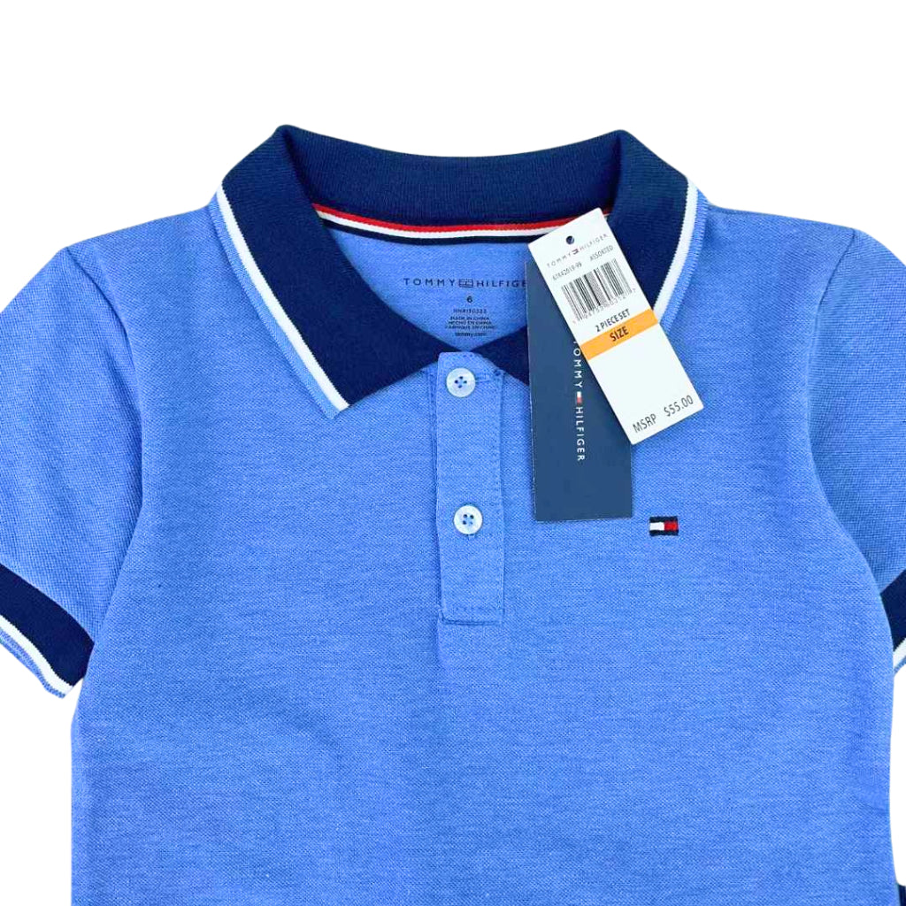 Tommy 2-Piece Blue Polo Shirt & Blue Short Set for Boys AA74 2-10 Years Old