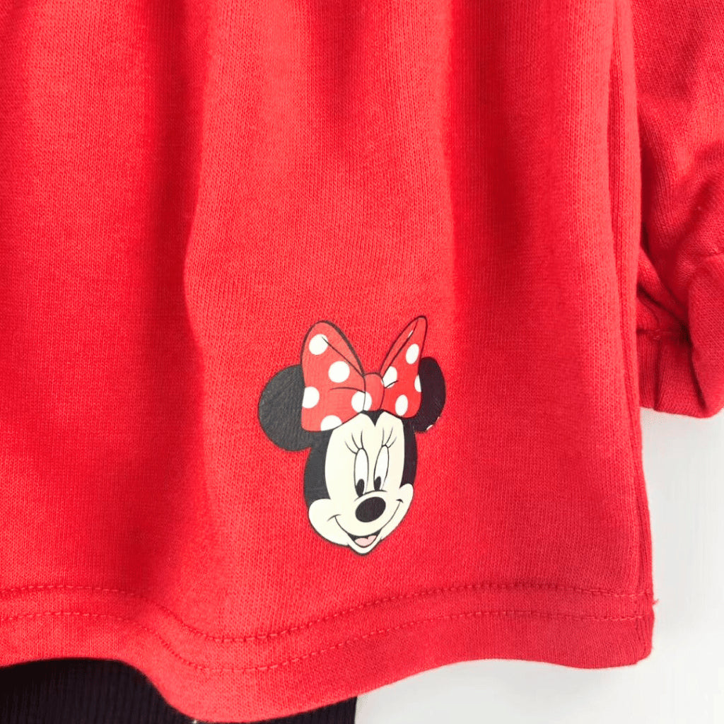 Minnie 3PC Red Outfit β Long Sleeve Dress Top, Leggings & Sunglasses | Overruns | 6β36M (SS559)