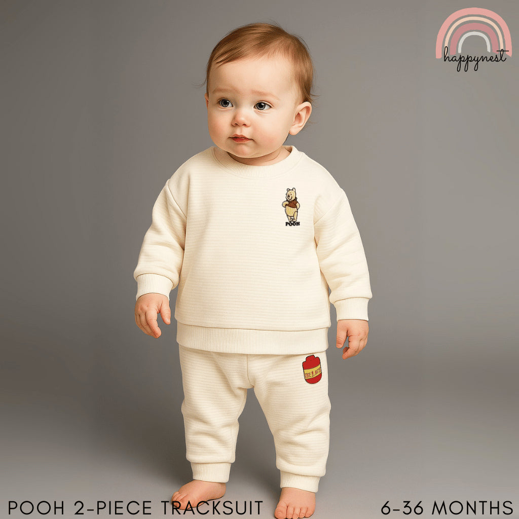 Pooh Baby 2PC Tracksuit – Cream Sweatshirt & Jogger Pants Set | 6–36 Months (SS540)