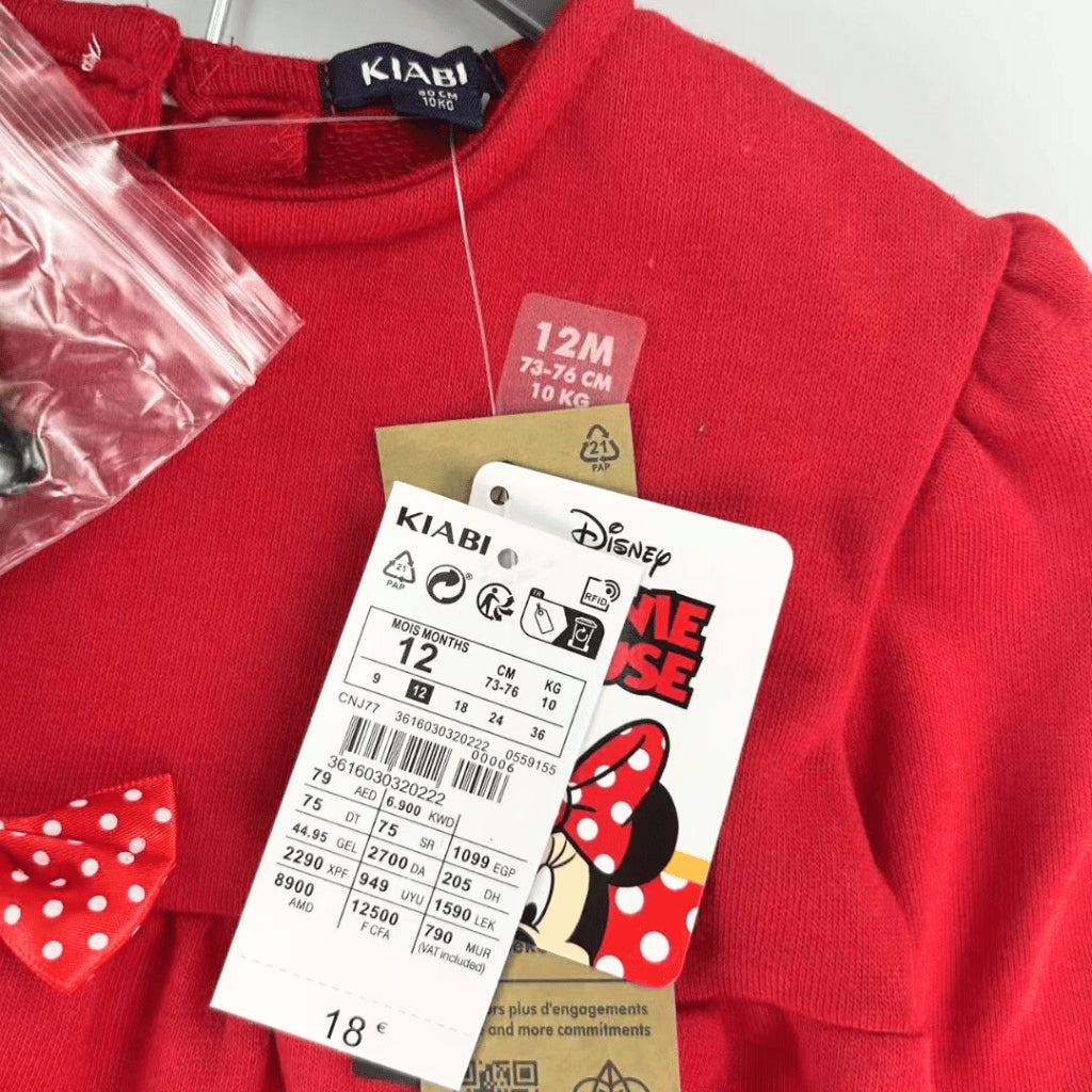 Minnie 3PC Red Outfit β Long Sleeve Dress Top, Leggings & Sunglasses | Overruns | 6β36M (SS559)