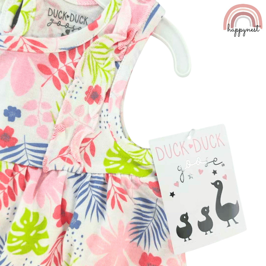 Pink Floral 3-Piece Baby Set: Dress, Bloomer & Reversible Sun Hat 6–24M – AA256