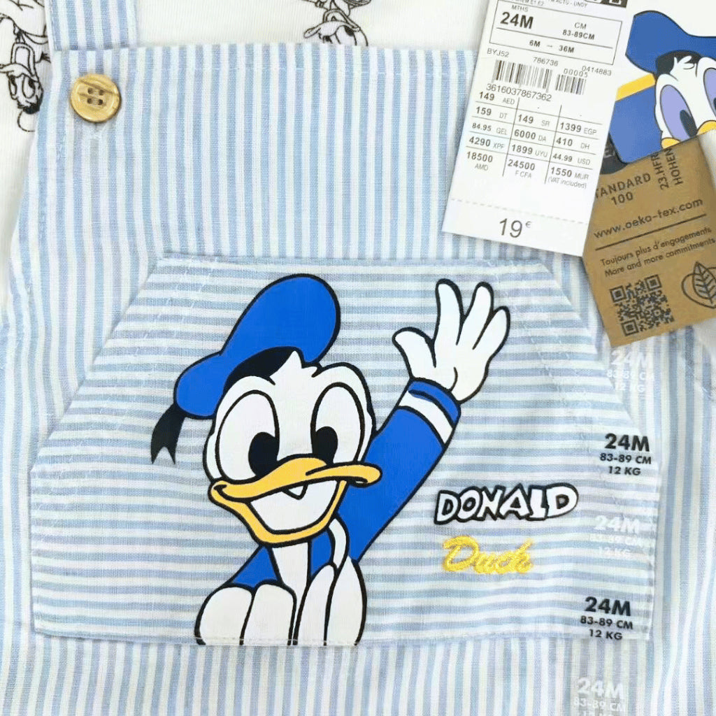 Donald Duck Baby 2-Piece Jumper Overalls + Shirt Outfit Set | 3–36M (AA357)