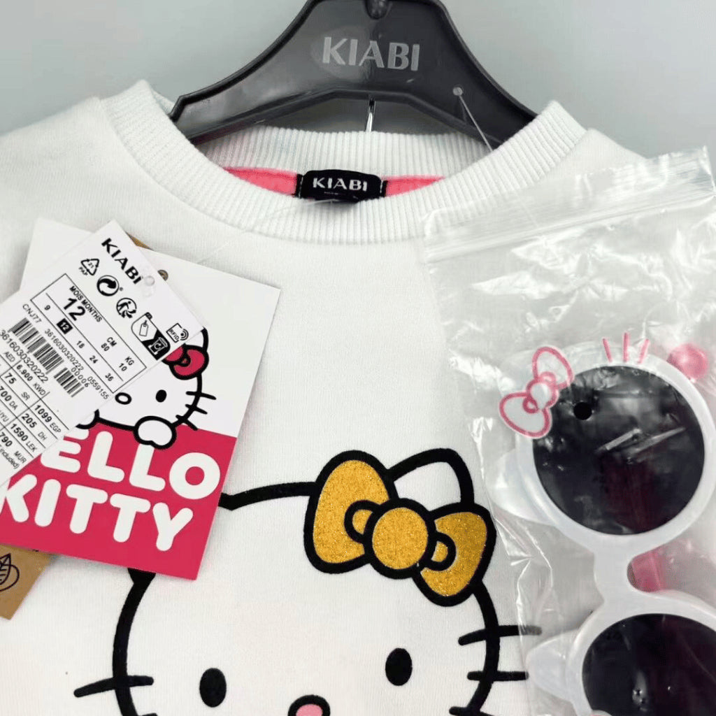 Hello Kitty 3PC Outfit – Long Sleeve Top, Pink Leggings & Sunglasses | 6–36M (SS560)