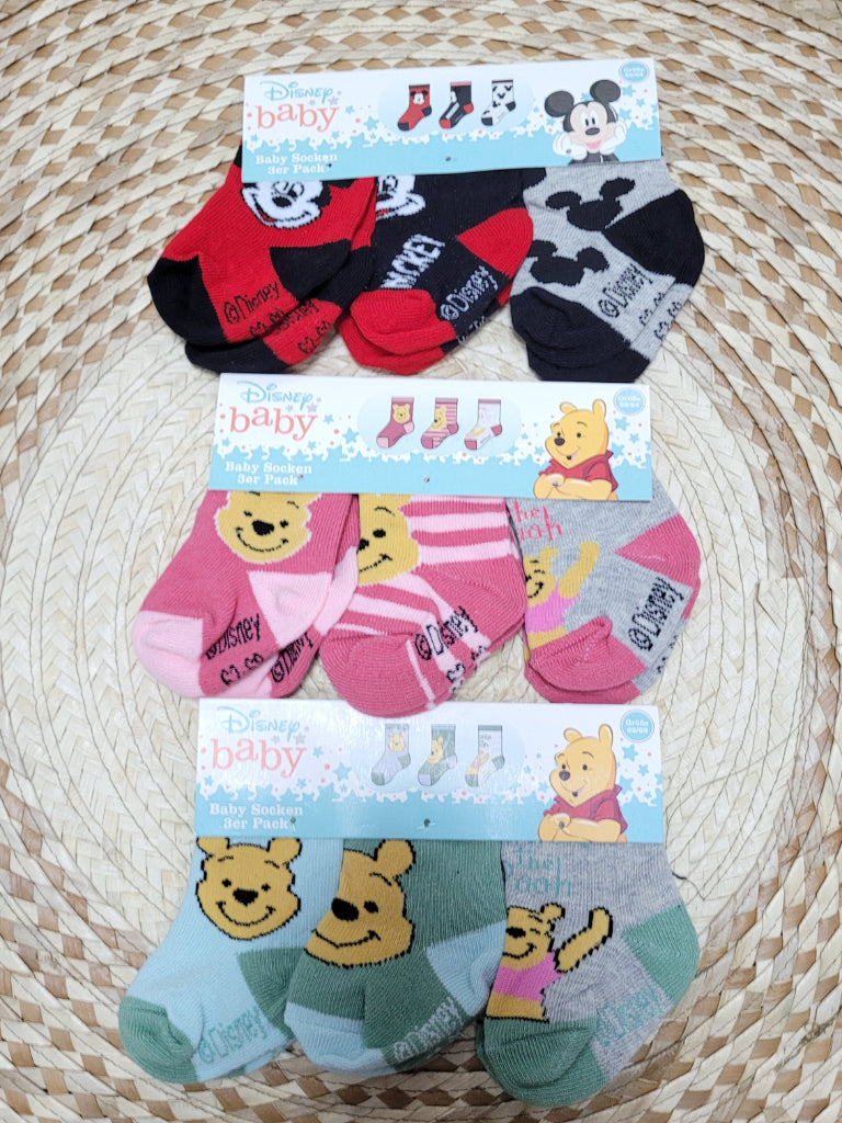 Disney - Socks 3 Pairs - Mickey Mouse, MinniePrincesses - Cute, Comfy, High-Quality