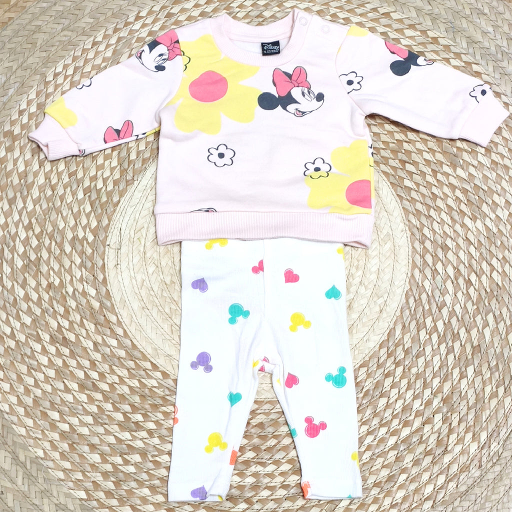 Disney Minnie Mouse Baby Pink Terno Sweatshirt and Jogger Coord Set for Baby Girl 0-36 Months SS45