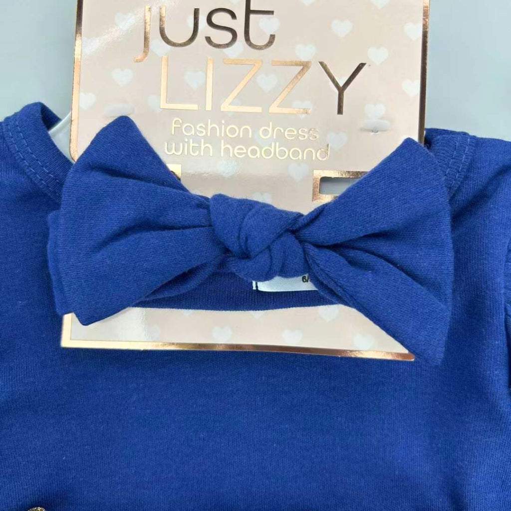 Tutu Dress Set Baby Girls Just Lizzy 2-Piece Blue Gold Dots (0-12 Months) AA15