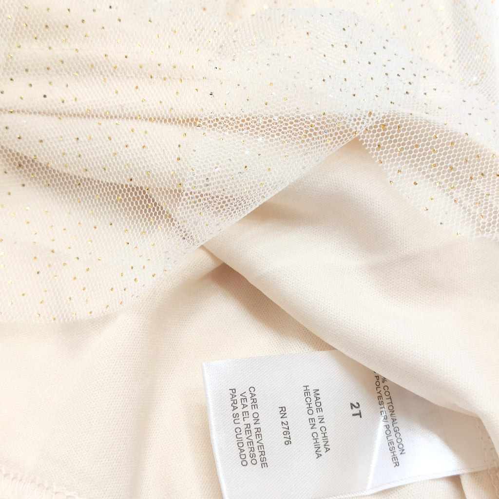 Disney Princess Dress Tutu White Gold Glittery for Girls AA64 2-5 Years Old