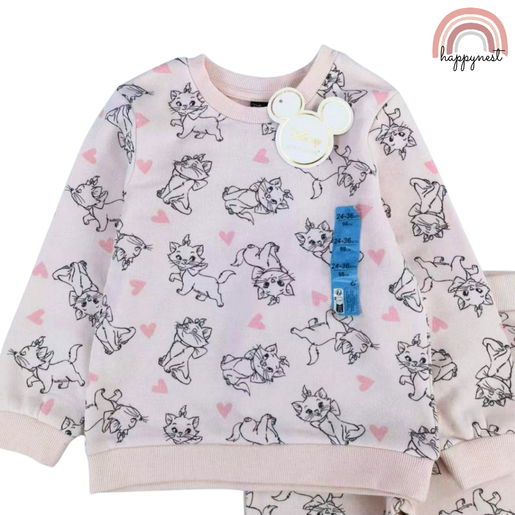 Aristocats Tracksuit Baby Pink Terno Sweatshirt and Jogger Coord Set for Baby Girl 0-36 Months