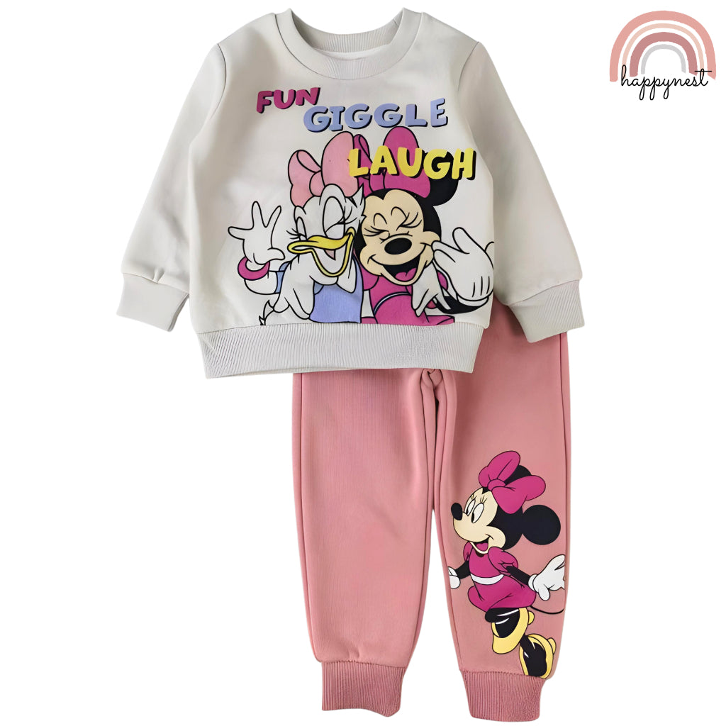 Happynest Minnie Mouse Girls Sweatshirt Tracksuit h and m Tracksuit Jogger + Terno Sets (2-6Y)