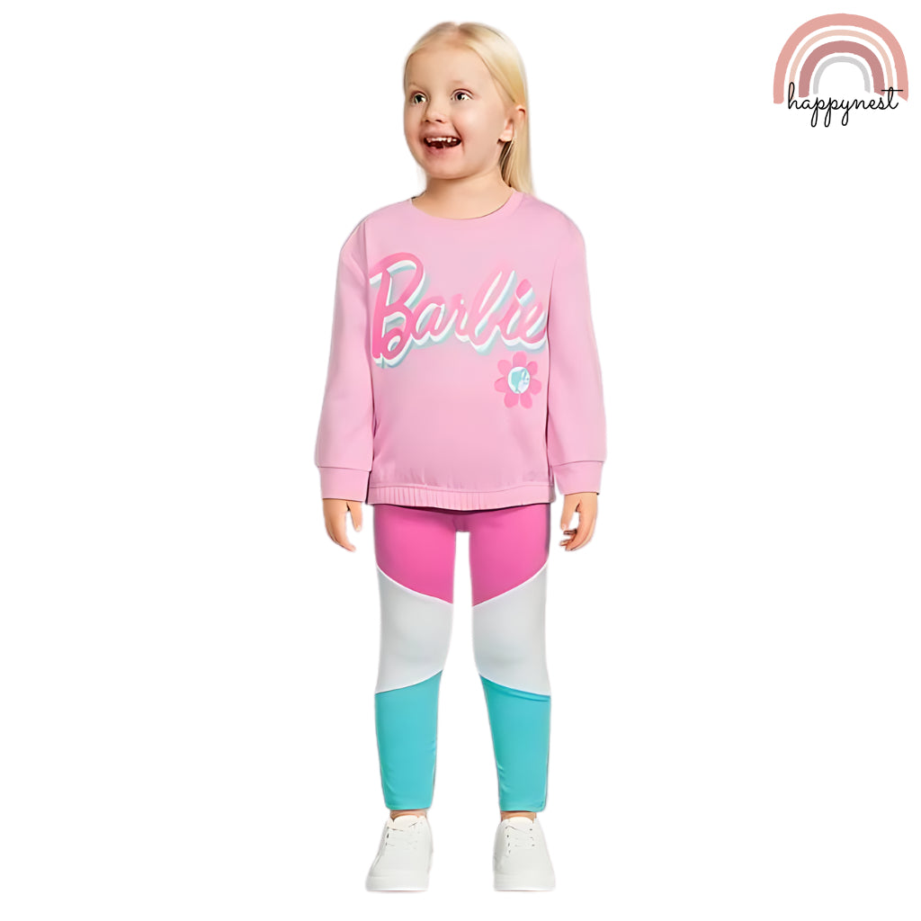 Barbie Tracksuit Pink Sweatshirt and Leggings Cute OOTD for Girls SS149 2-5 Years