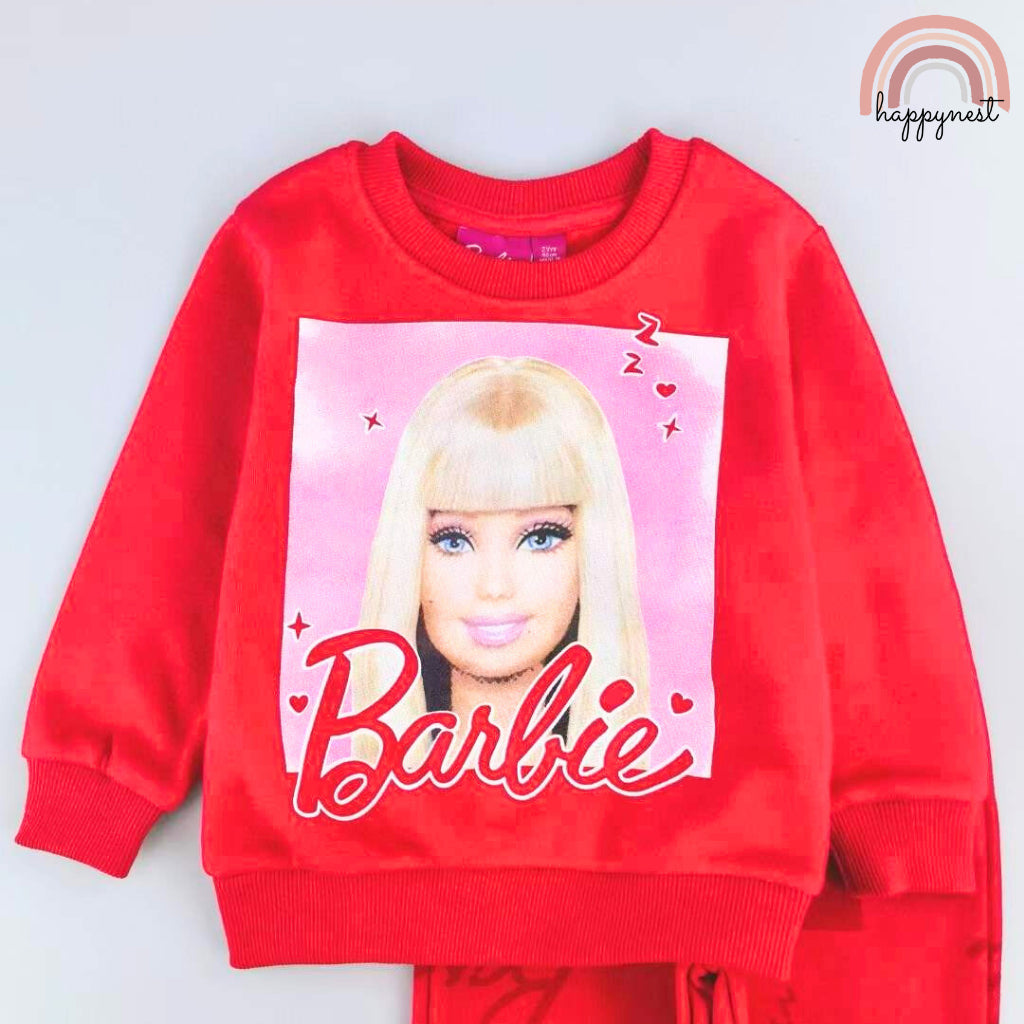 Barbie Girls Tracksuit 2-Piece Set Red Sweatshirt & Jogger Pants 2-6 Years SS148