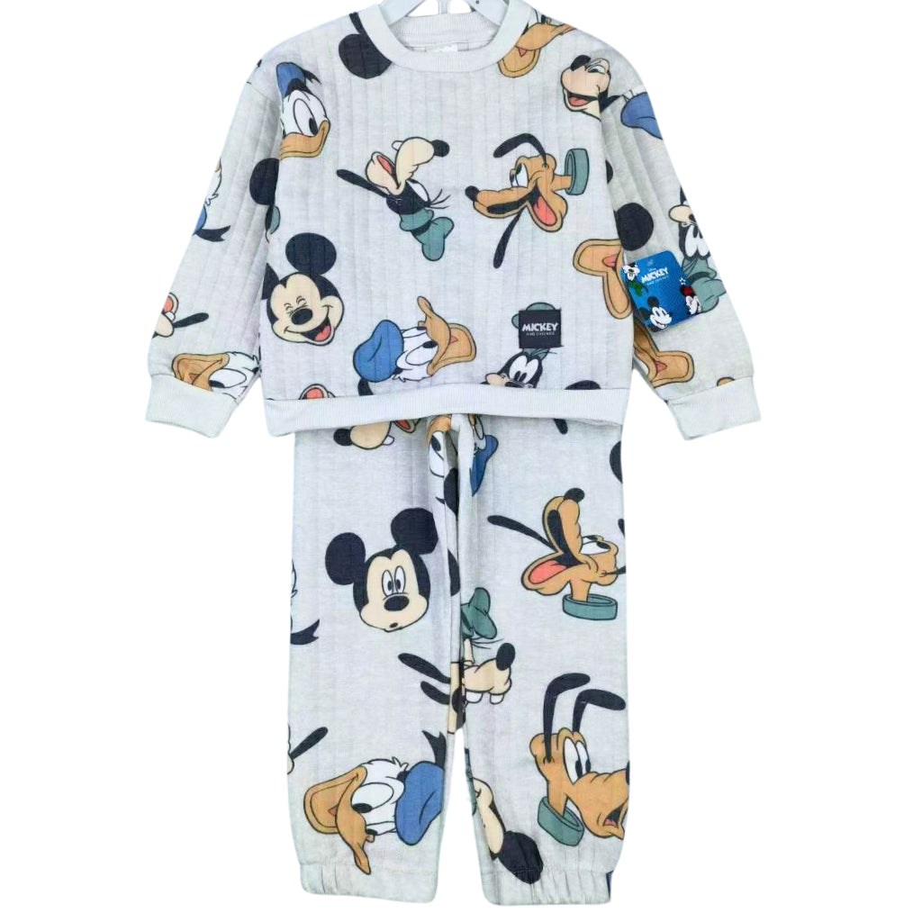 Happynest Beige Disney Mickey Mouse Hoodie Jacket Boys 2-Piece Set for 3M - 6 Years Old SS60