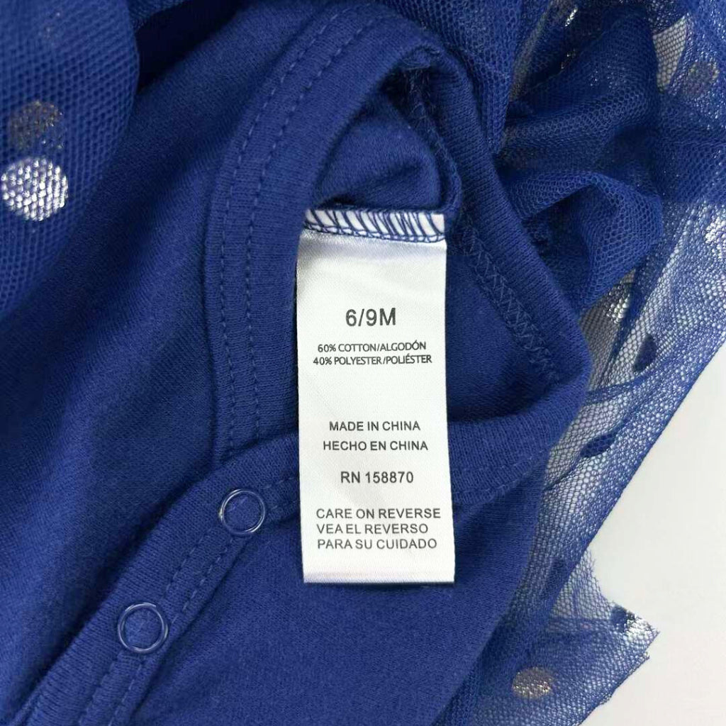 Tutu Dress Set Baby Girls Just Lizzy 2-Piece Blue Gold Dots (0-12 Months) AA15