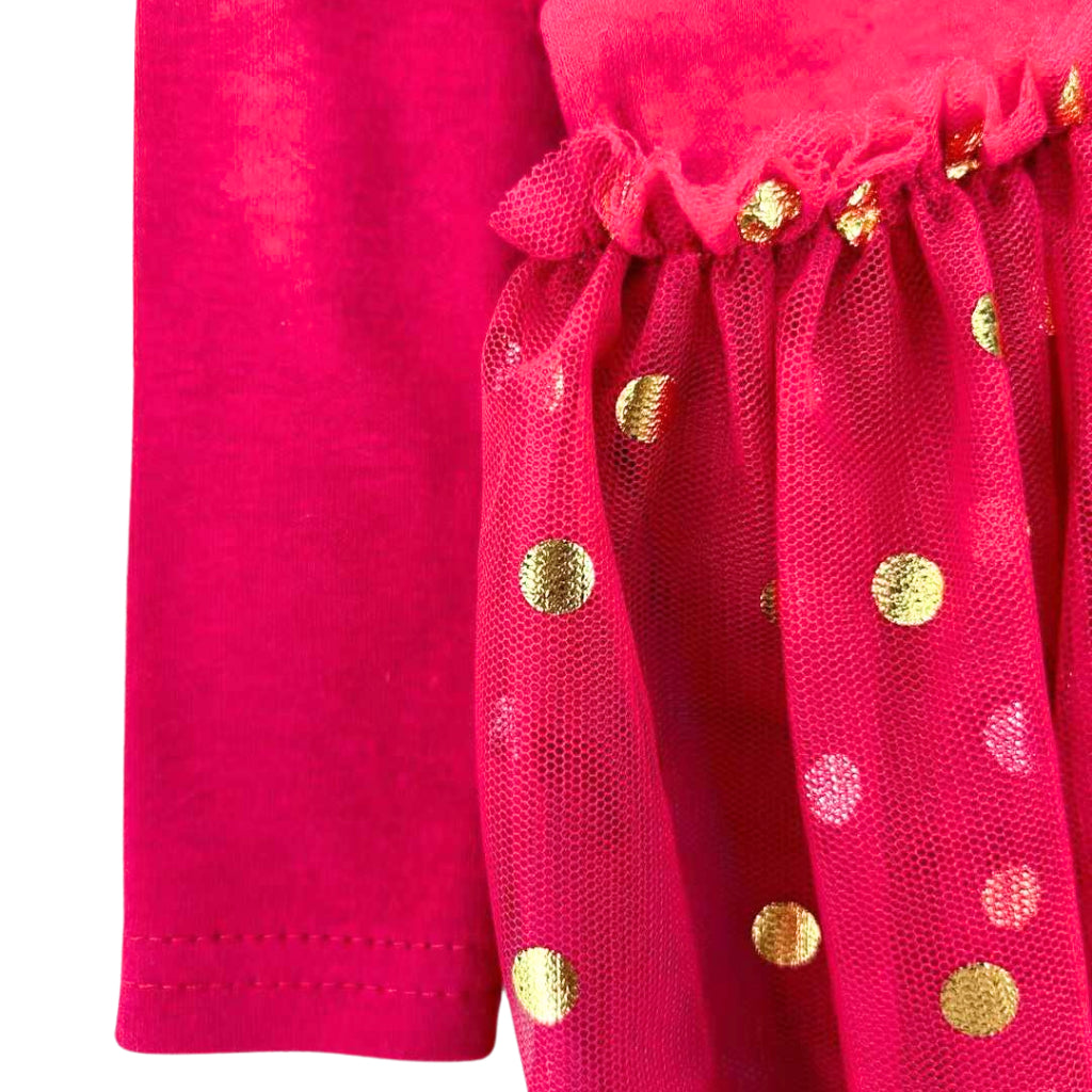Baby Girl Dress Tutu Red Set Just Lizzy 2-Piece Red Gold Dots  (0-12 Months) AA19