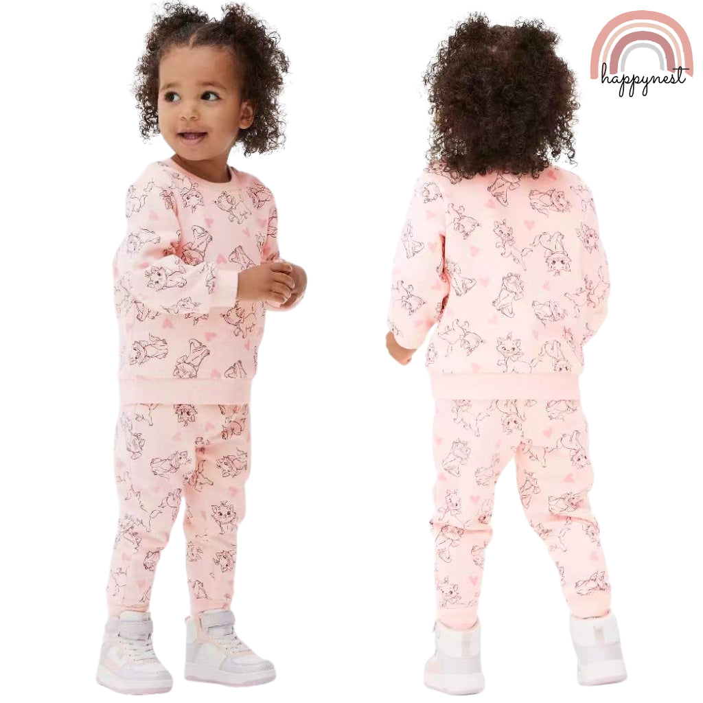 Aristocats Tracksuit Baby Pink Terno Sweatshirt and Jogger Coord Set for Baby Girl 0-36 Months