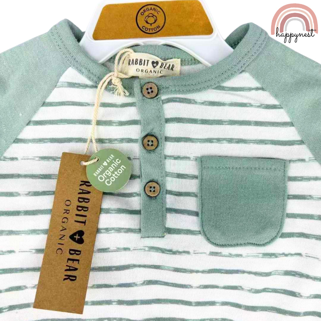 Rabbit Bear Cotton 2-Piece Set Shirt and Pants for Boys 4-7 Years Old AA46 Green Gray