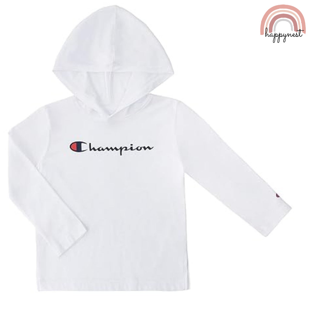 HM Champ Girls White Tee Hoodie and Jogger Pants Breathable Sportswear, 2-Piece 2-5 Years Old SS24