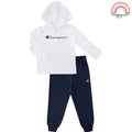 HM Champ Girls White Tee Hoodie and Jogger Pants Breathable Sportswear, 2-Piece 2-5 Years Old SS24