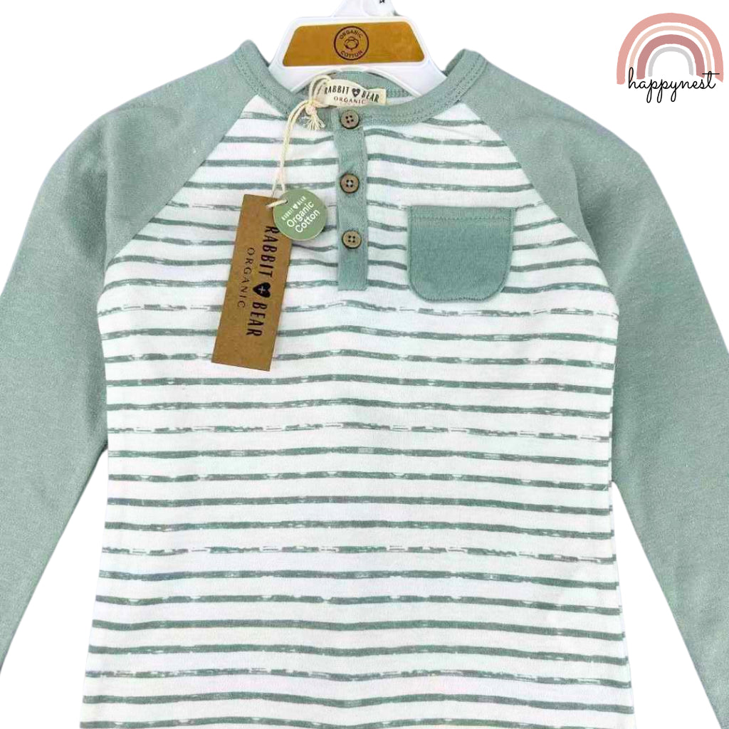 Rabbit Bear Cotton 2-Piece Set Shirt and Pants for Boys 4-7 Years Old AA46 Green Gray