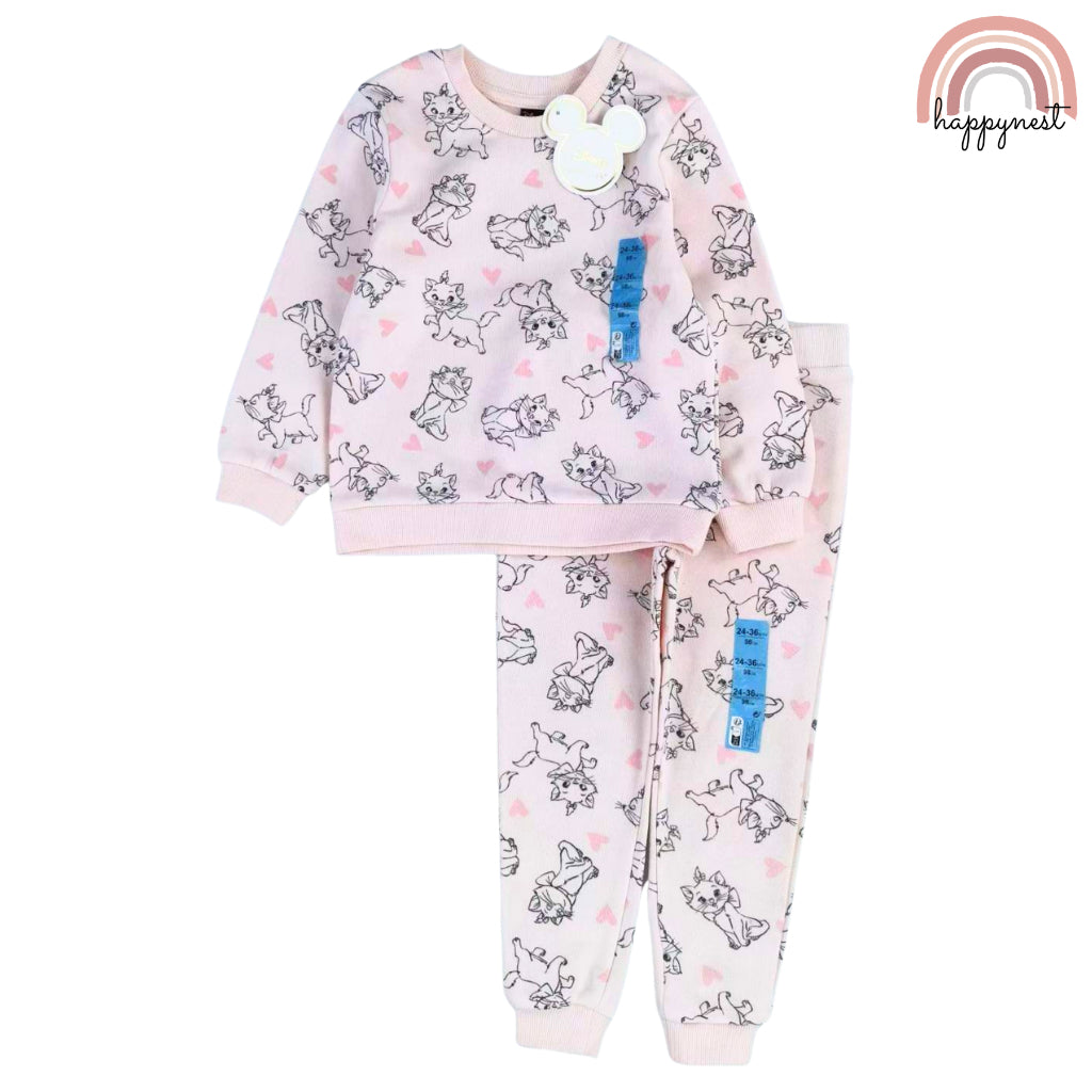 Aristocats Tracksuit Baby Pink Terno Sweatshirt and Jogger Coord Set for Baby Girl 0-36 Months