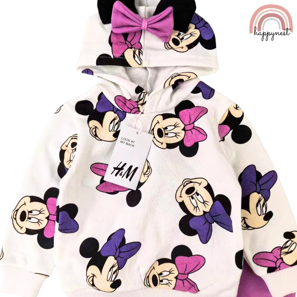 Happynest Disney Minnie Off-White Ribbon Cute Kids Cartoon Character Jacket Hoodie SS222 2-6Y