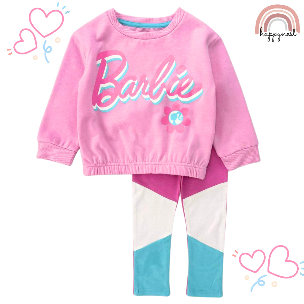 Barbie Tracksuit Pink Sweatshirt and Leggings Cute OOTD for Girls SS149 2-5 Years