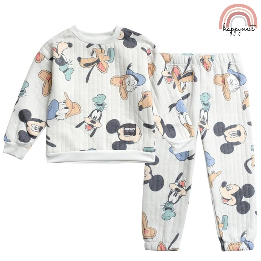 Happynest Beige Disney Mickey Mouse Hoodie Jacket Boys 2-Piece Set for 3M - 6 Years Old SS60