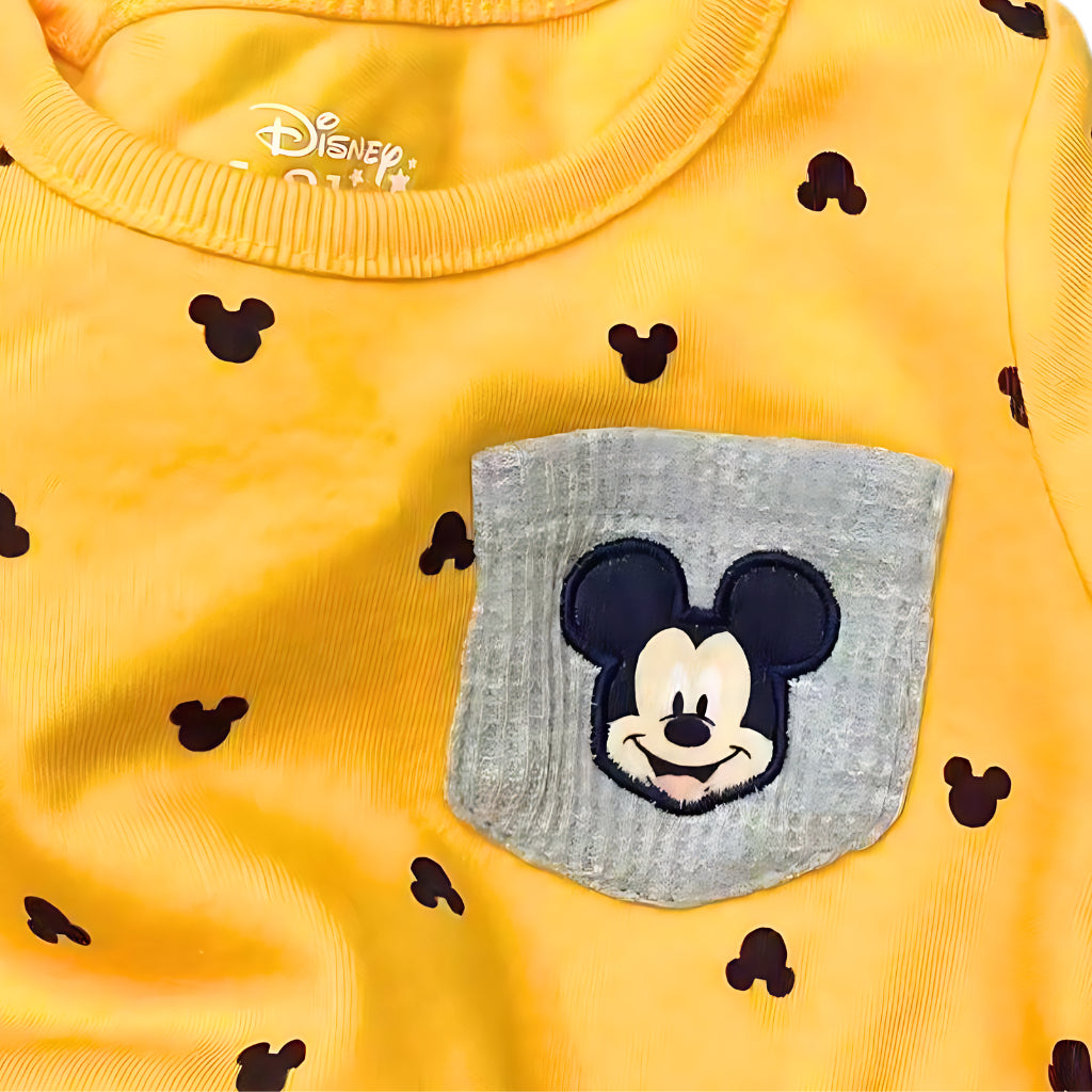 Mickey Mouse Tracksuit Yellow Baby Sweatshirt and Terno Set Premium Tracksuit 0-9 Months SS126