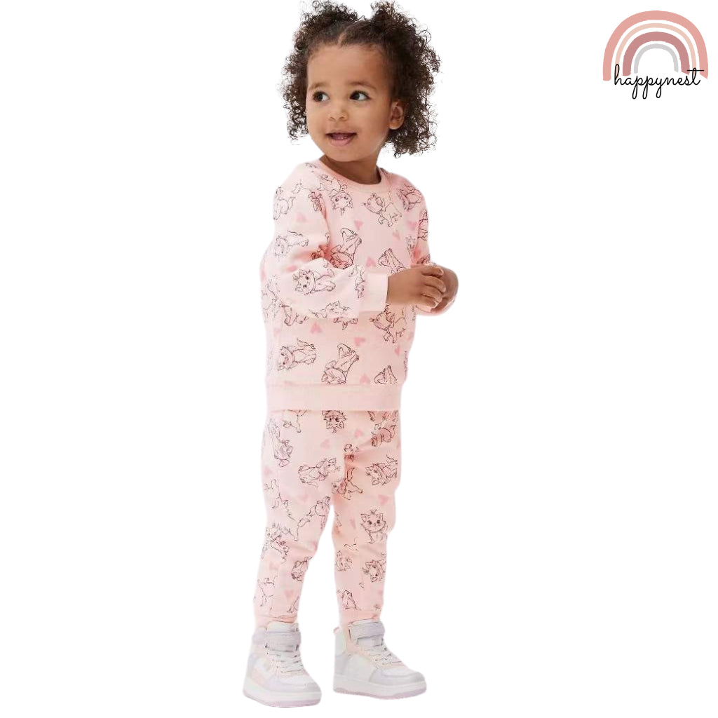 Aristocats Tracksuit Baby Pink Terno Sweatshirt and Jogger Coord Set for Baby Girl 0-36 Months