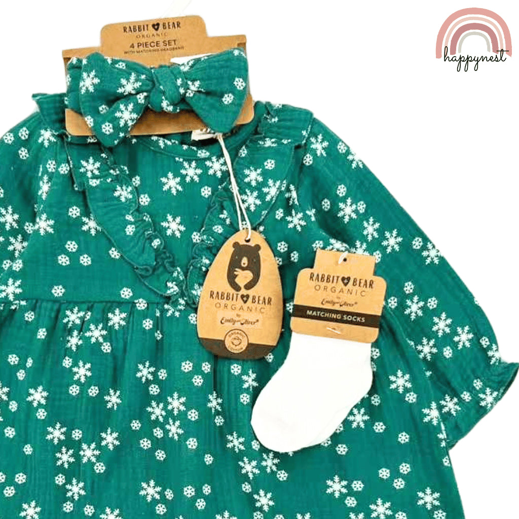 Happynest Baby Girl OOTD 3-Piece Set Dress Socks Headband 0 - 12 Months Old Baby AA43