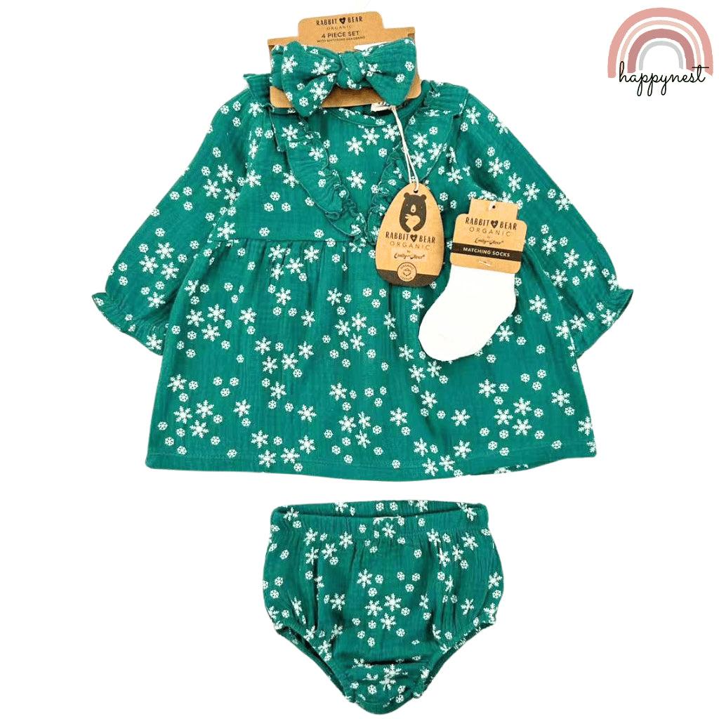 Happynest Baby Girl OOTD 3-Piece Set Dress Socks Headband 0 - 12 Months Old Baby AA43