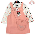 Happynest 2-Piece Disney Stitch Minnie Mouse Denim Jumper and Pink Shirt Set for Babies 3-36M