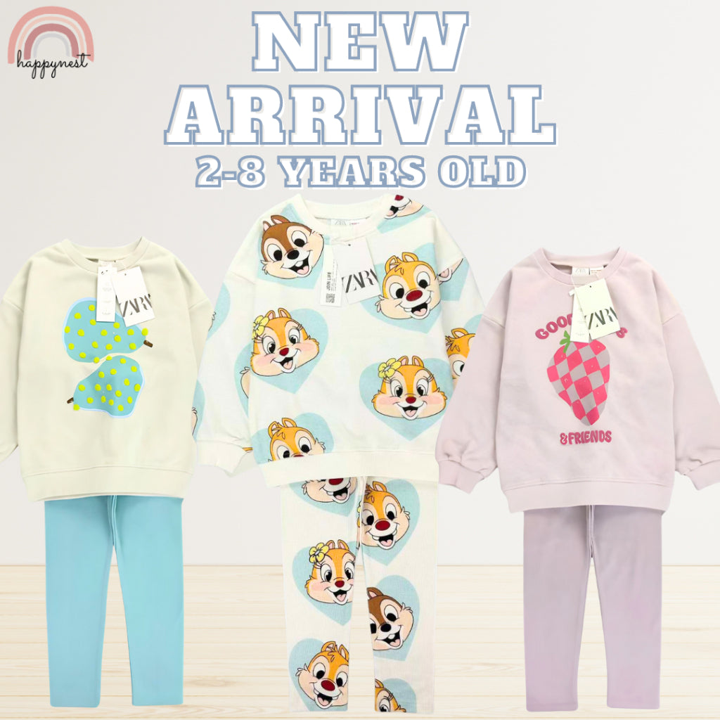 Fashionable zara Sweatshirt and Leggings Coord for Girls 2-8 Years Old
