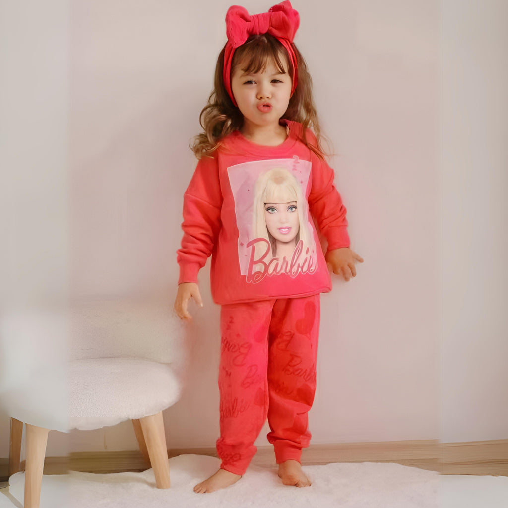 Barbie Girls Tracksuit 2-Piece Set Red Sweatshirt & Jogger Pants 2-6 Years SS148