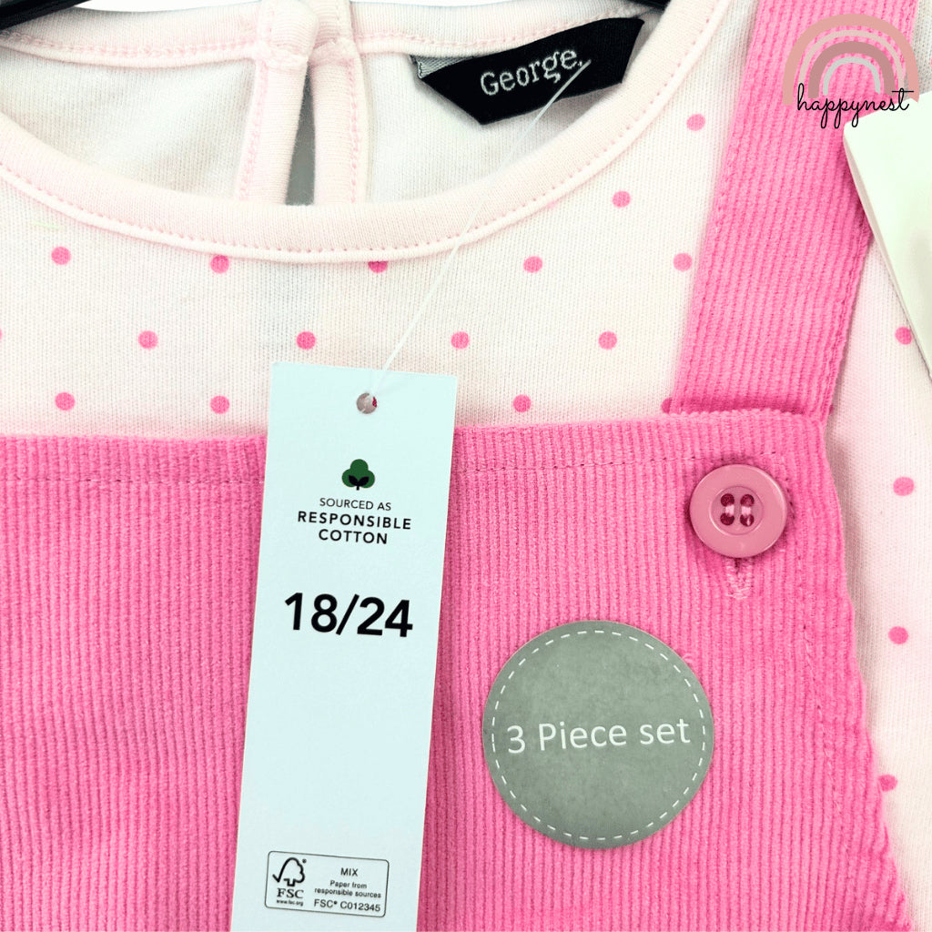 George 3-Piece Pink Jumper Shirt and Stockings Set for Girls 3-36 Months PH AA200