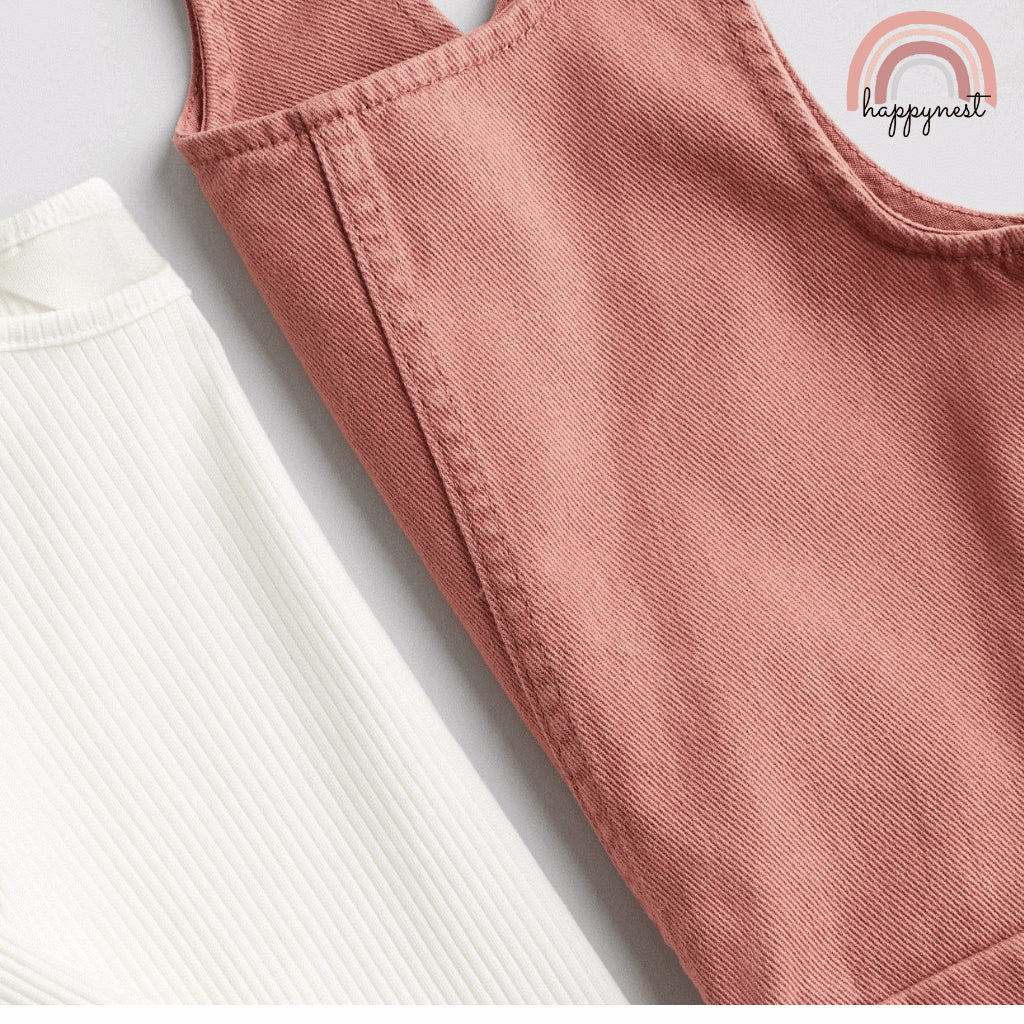 George Brown Jumper Dress + Beige Shirt Set for Girls 2-8 Years Old Outfit AA205