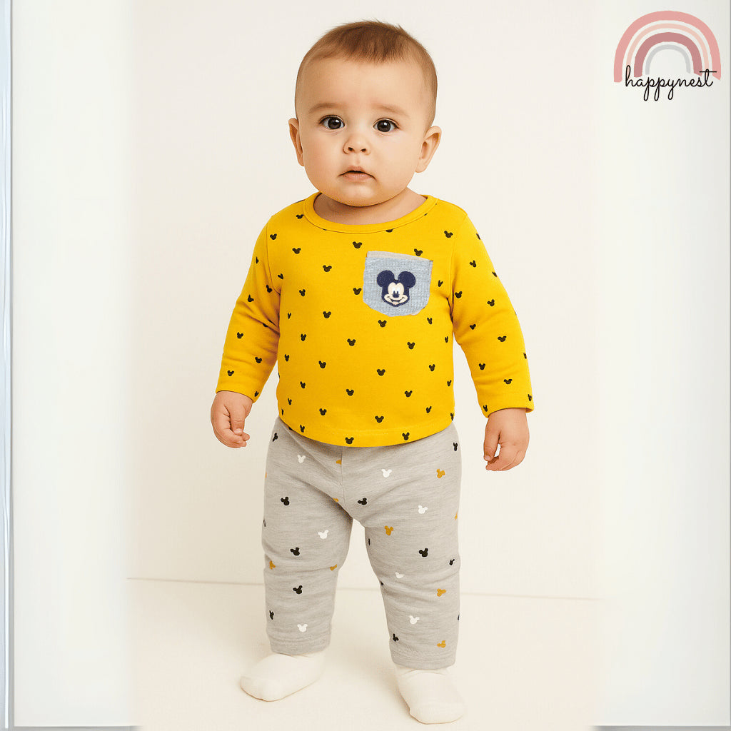 Mickey Mouse Tracksuit Yellow Baby Sweatshirt and Terno Set Premium Tracksuit 0-9 Months SS126