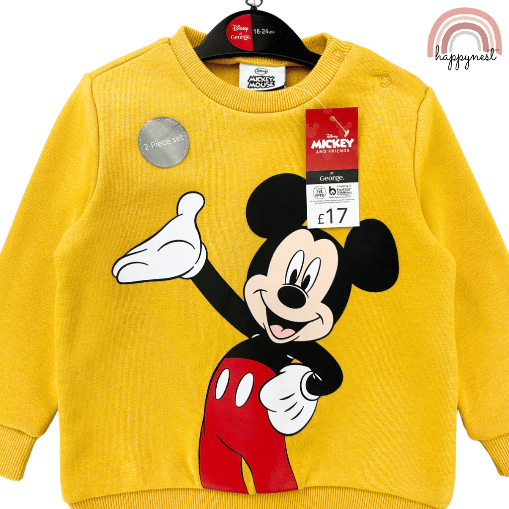 Mickey Mouse Baby Clothes 2-Piece Set Yellow Sweatshirt & Jeans 3-36 Months SS473
