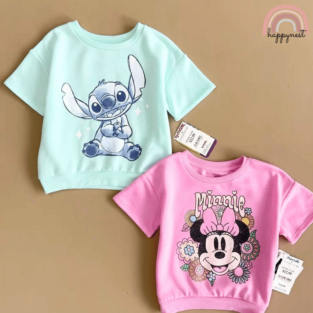Minnie Mouse Girls Shirt and Shorts Set - Pink 2pc Outfit 2-10 Yrs | AA244