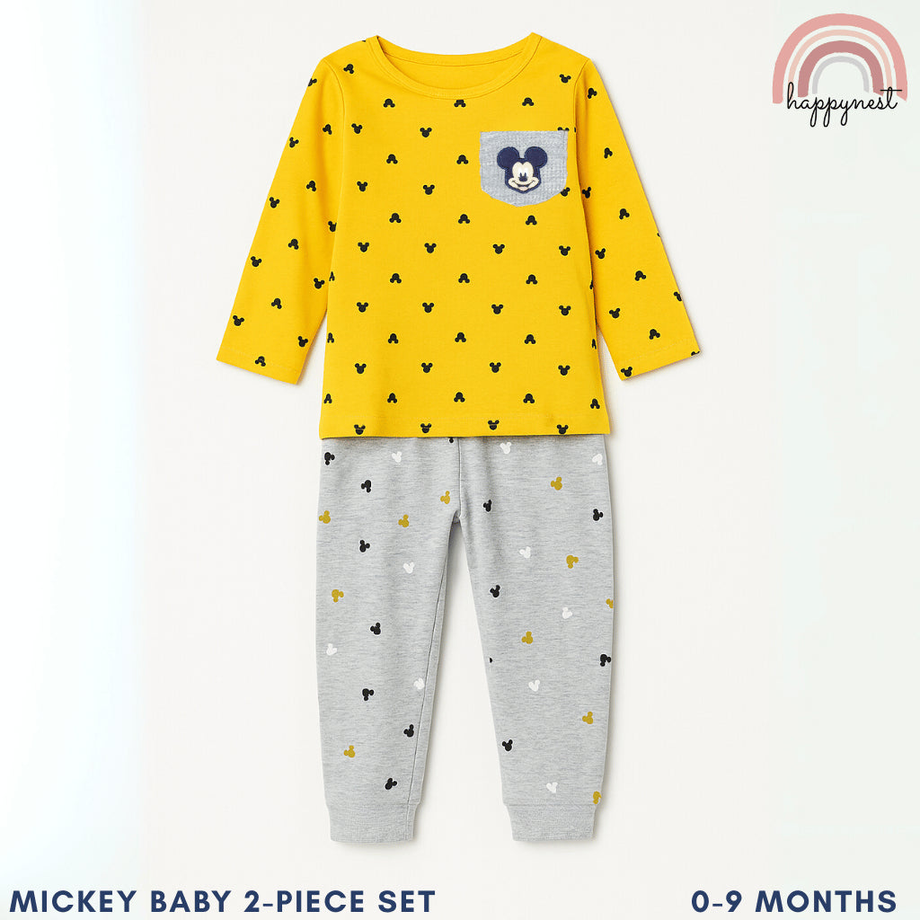 Mickey Mouse Tracksuit Yellow Baby Sweatshirt and Terno Set Premium Tracksuit 0-9 Months SS126