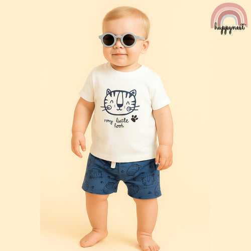 Baby Boys Tiger 3-Piece Outfit with Top Shorts Sunglasses | Cute Set 0-18 Months AA275