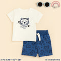 Baby Boys Tiger 3-Piece Outfit with Top Shorts Sunglasses | Cute Set 0-18 Months AA275