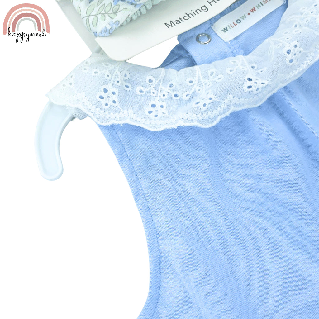 Baby Girl 3-Piece Blue Shirt Shorts and Headband Set 3-12 Months Outfit PH AA222