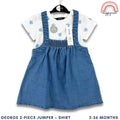 George Baby Girl Outfit 2-Piece White Shirt + Denim Jumper Dress 3-36M AA279