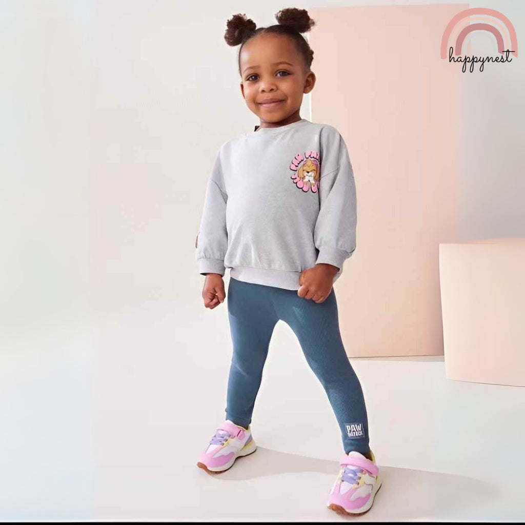 Paw Patrol 2-Piece Tracksuit – Gray Sweatshirt & Blue Ribbed Pants for Girls 2–8 Yrs (SS515)