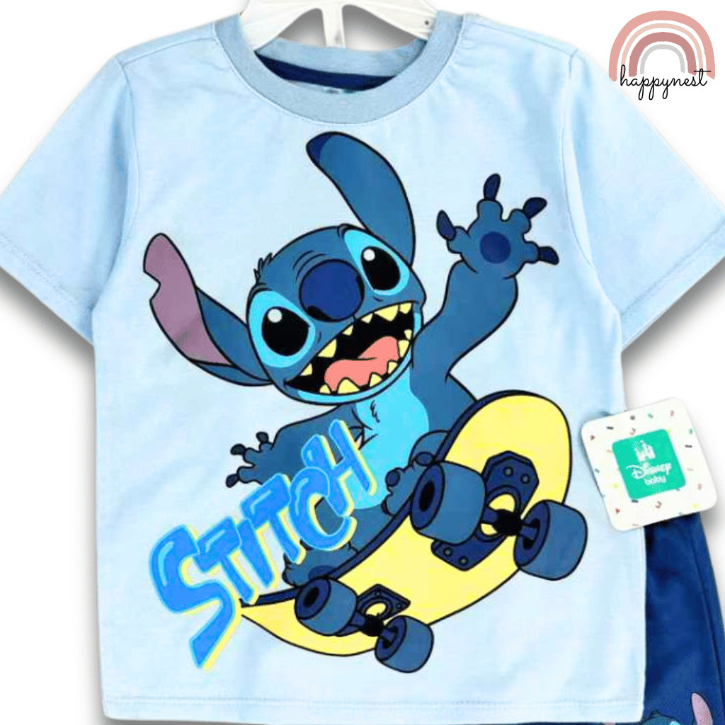 Boys Blue Stitch Skateboard Shirt & Shorts Set | Kids Outfit 2-4 Years AA290