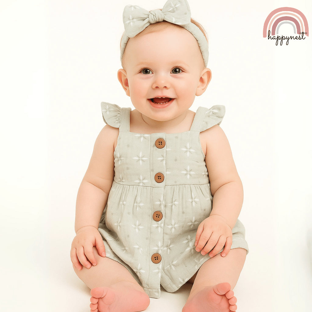 Baby Girl Clothes 3-Piece Set Dress Bloomers Headband Outfit 0-12 Months AA314