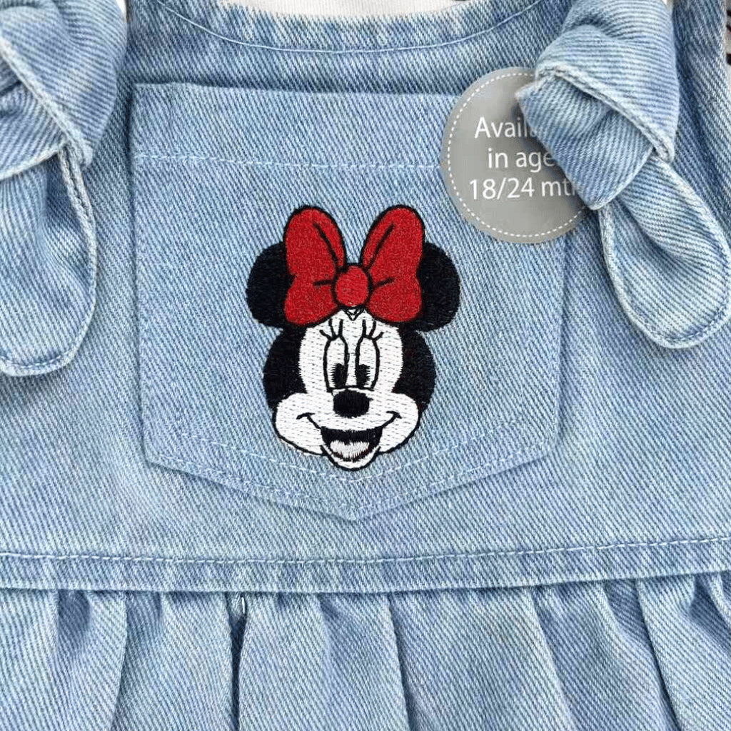 Minnie Mouse Baby Girl Outfit 2-Piece White Shirt + Denim Jumper Dress 3-36M AA280